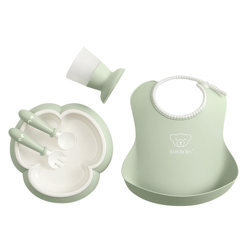 Coffret Repas Bébé - Vert Pastel Main Coffret Repas Bébé - Vert Pastel