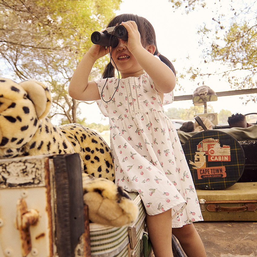 Robe manches courtes imprimé pêches pour bébé fille 