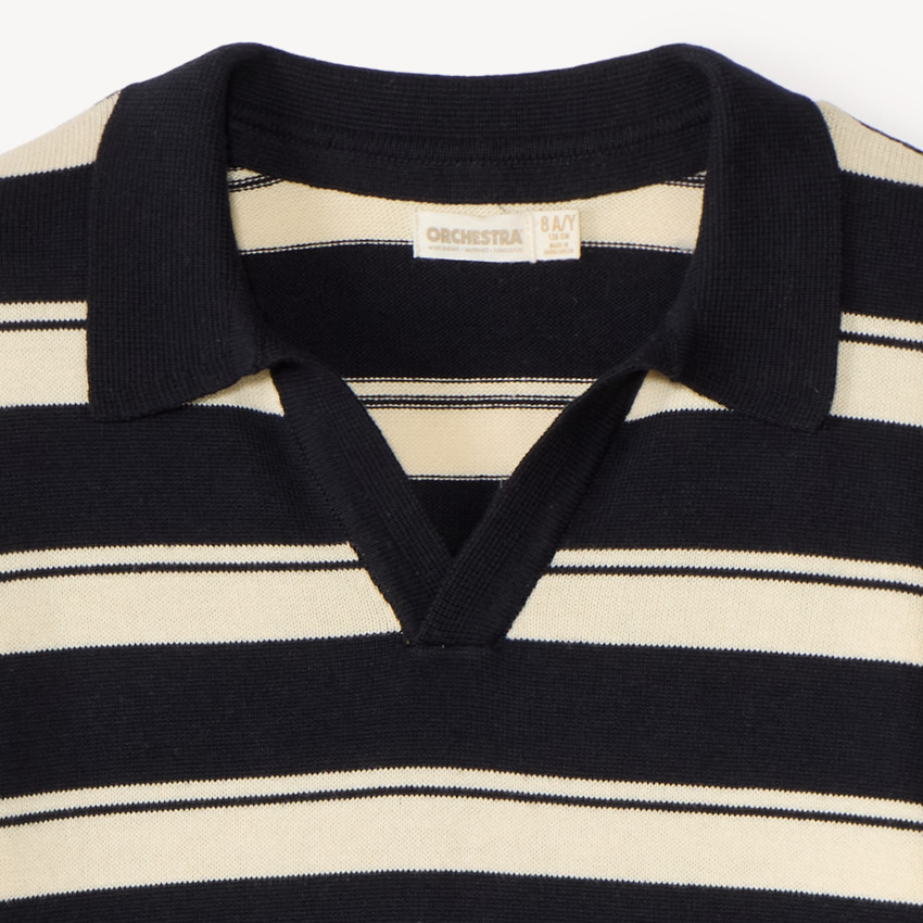 Pull garçon col polo style marinière 