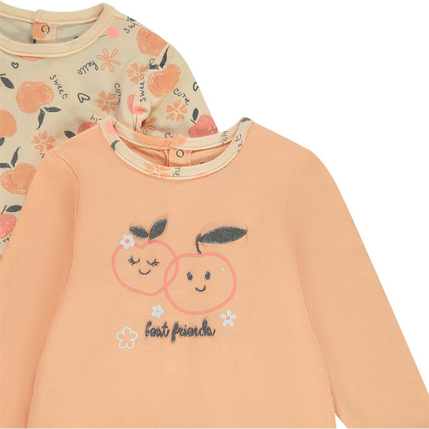 Lot de 2 dors-bien en jersey imprimé pêches pour bébé fille 