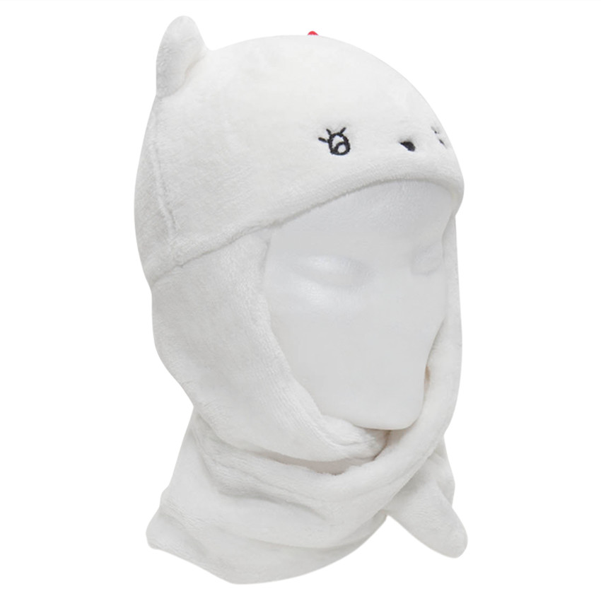 Bonnet écharpe en sherpa avec oreilles en relief et détails brodés 