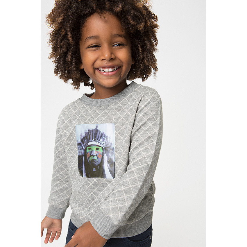 Sweat en molleton à croisillons avec patch indien hologramme 