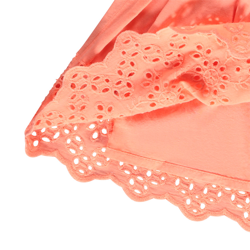 Jupe courte patineuse avec broderie anglaise pour fille 