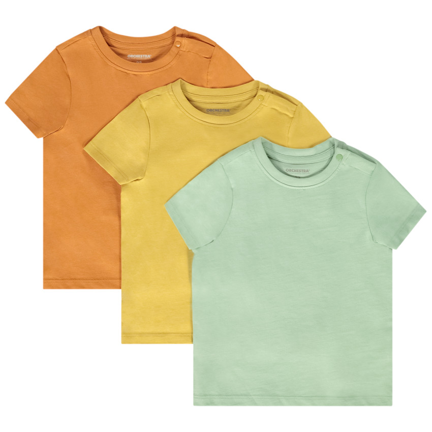 Lot de 3 t-shirts manches courtes en jersey uni pour bébé garçon