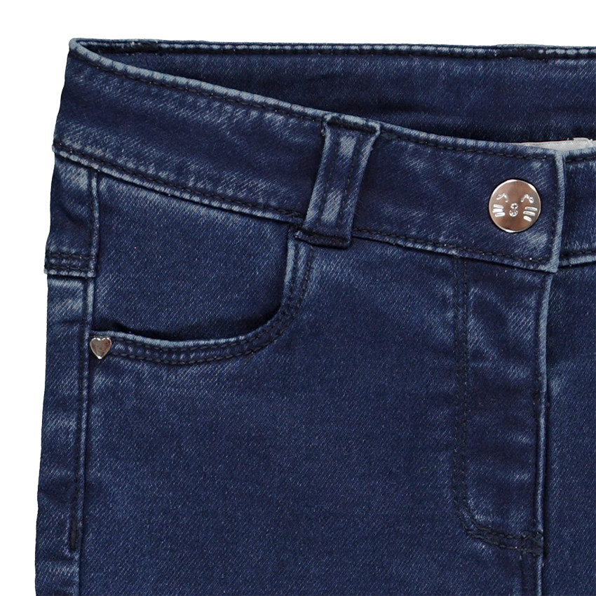Jean effet délavé à poches arrières forme chat pour bébé fille 