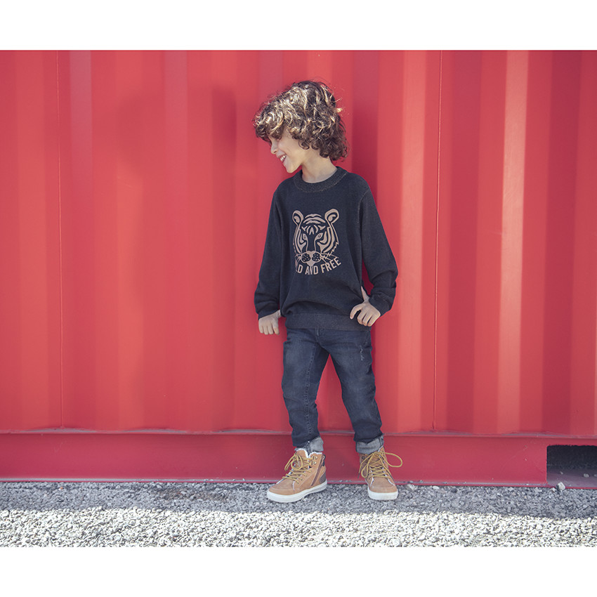 Pull en tricot motif tigre pour enfant garçon 