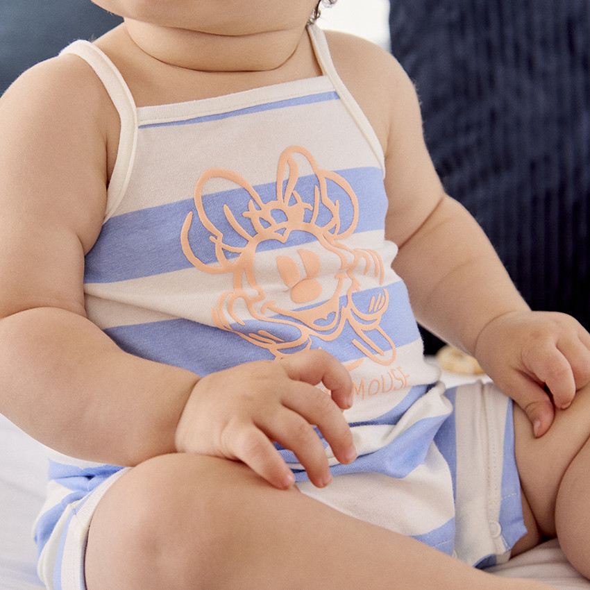 Combishort rayée puff print Minnie Disney pour bébé fille 