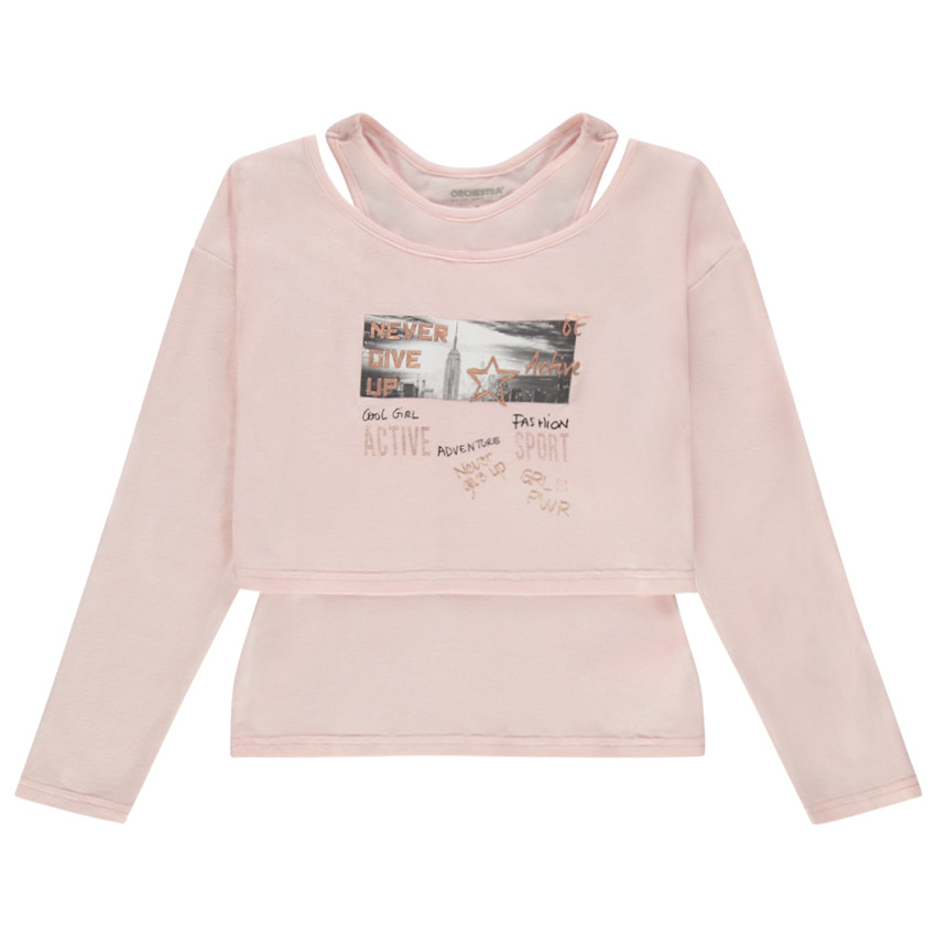 T-shirt manches longues print paysage avec débardeur uni 
