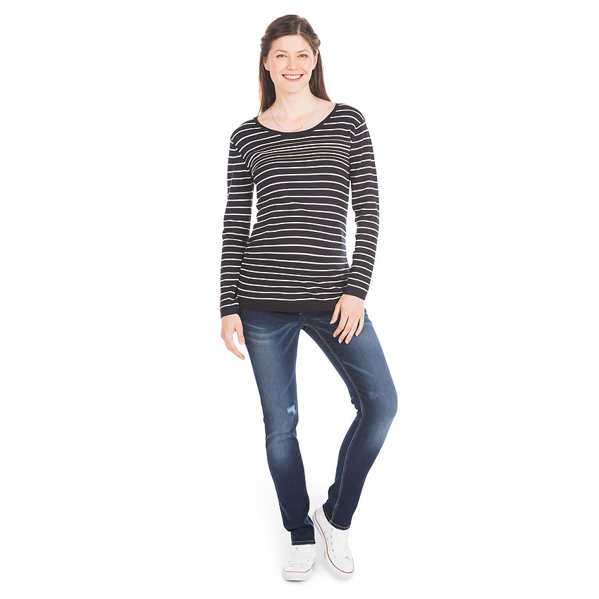 Pull de grossesse à rayures contrastées et lurex doré 