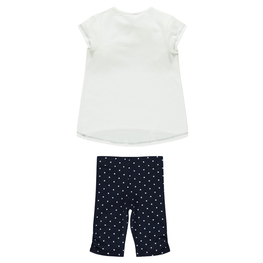 Ensemble de plage tee-shirt printé et cycliste à pois 