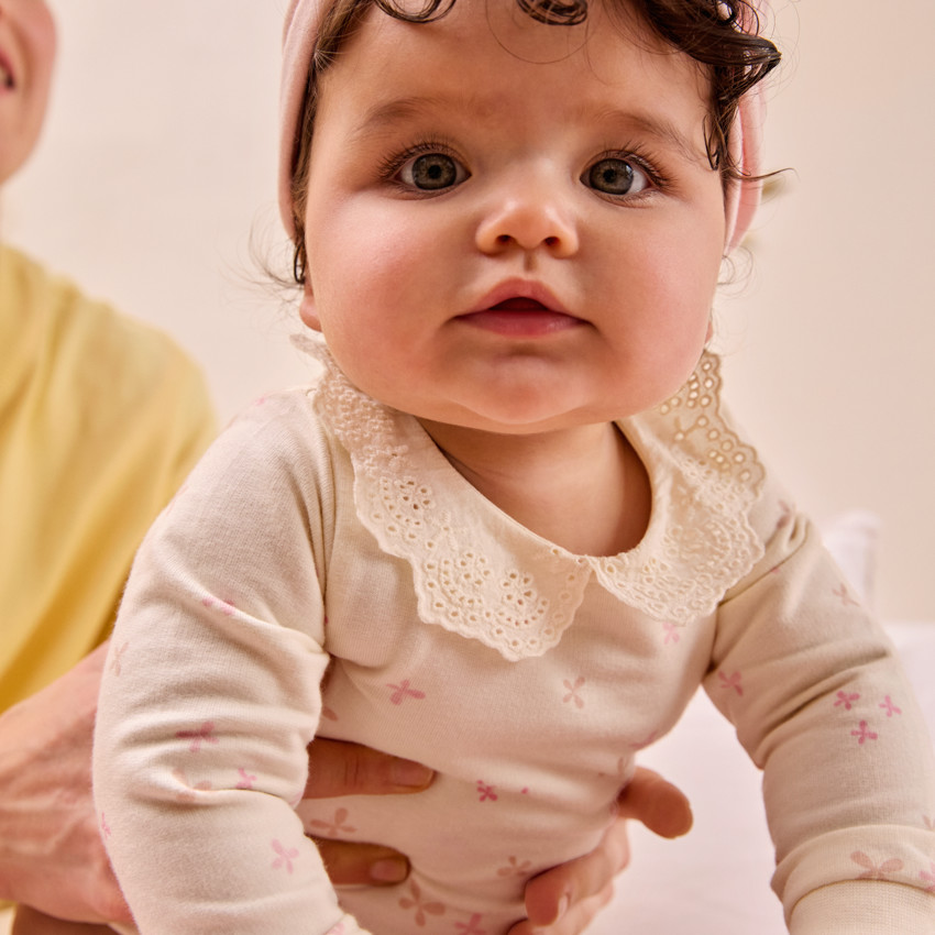 Body manches longues à col claudine brodée pour bébé fille 