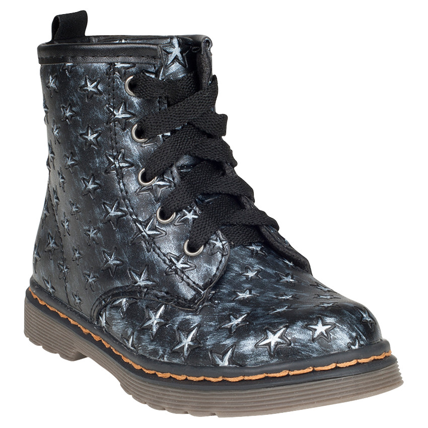 Bottillons imprimés étoiles brodées à lacets et zip  