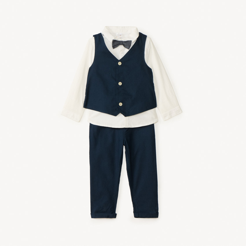 Ensemble 3 pièces avec nœud papillon pour bébé garçon 