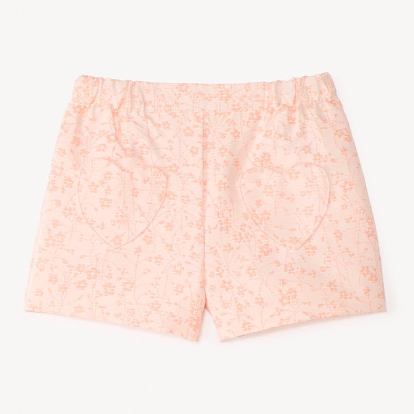 Short en jacquard avec poches en forme de cœur pour bébé fille