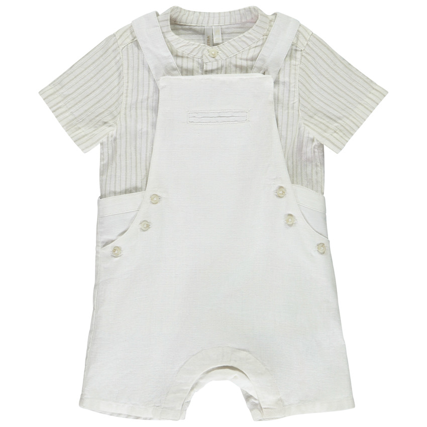 Ensemble chemise rayée + salopette courte pour bébé garçon 