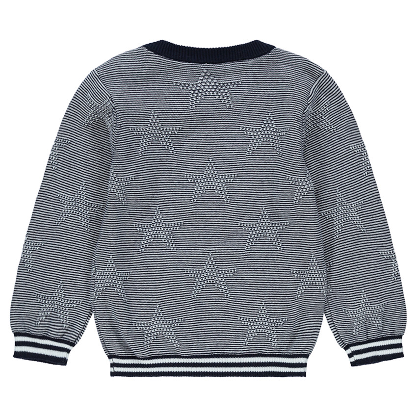 Pull en maille à fines rayures avec poche kangourou 