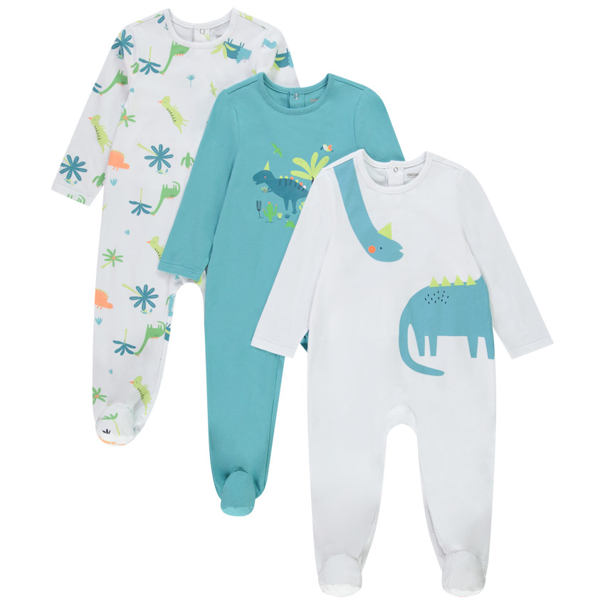 Lot de 3 dors-bien motifs dinosaures pour bébé garçon