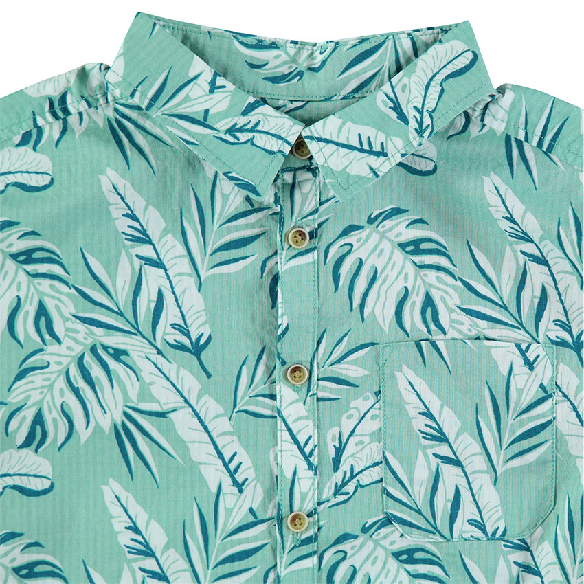 Junior - Chemise manches courtes avec imprimé végétal all-over 