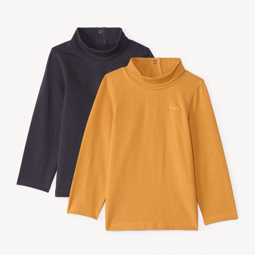 Lot de 2 sous-pulls unis à col roulé pour bébé garçon