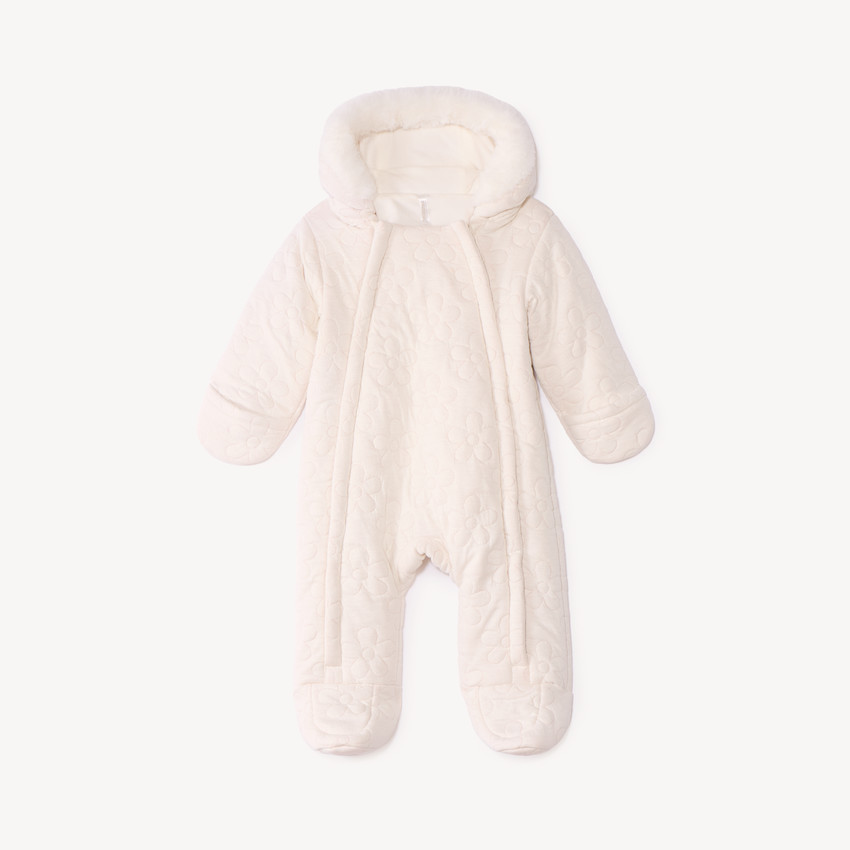 Combi-pilote bébé fille matelassé fleurs  