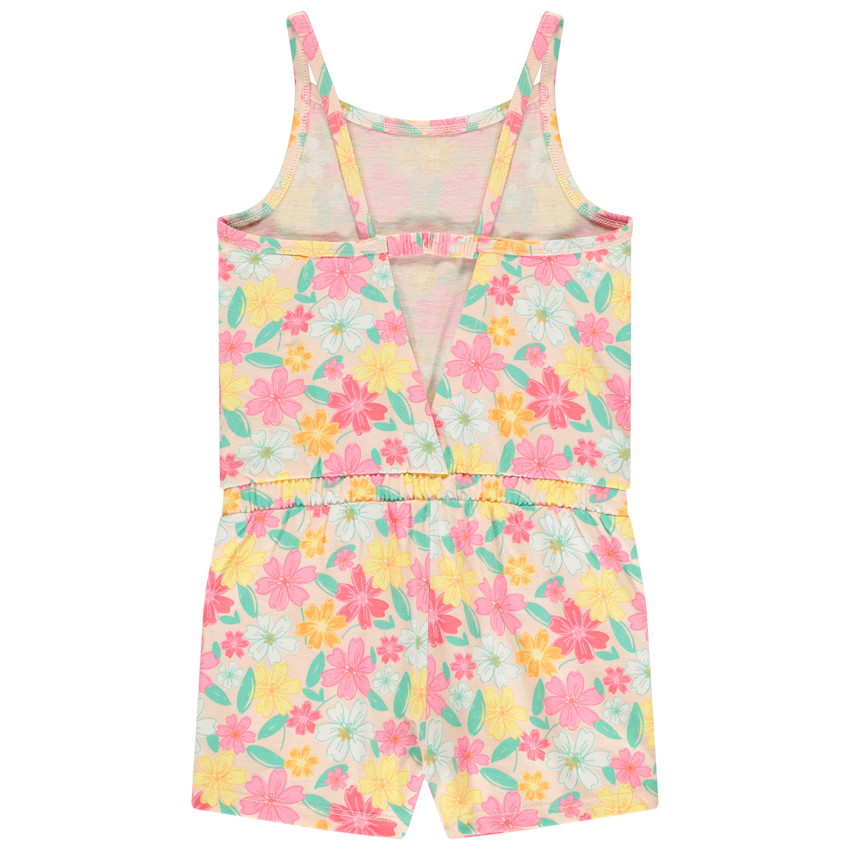 Combishort en jersey slub imprimé fleurs pour fille 