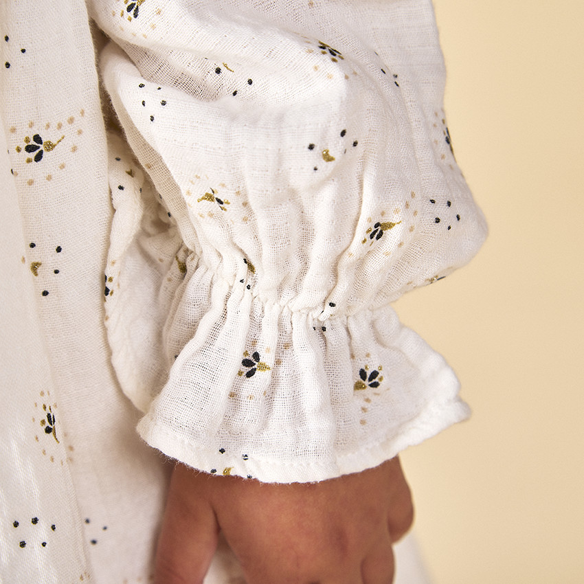 Robe manches longues en gaze imprimée pour bébé fille 