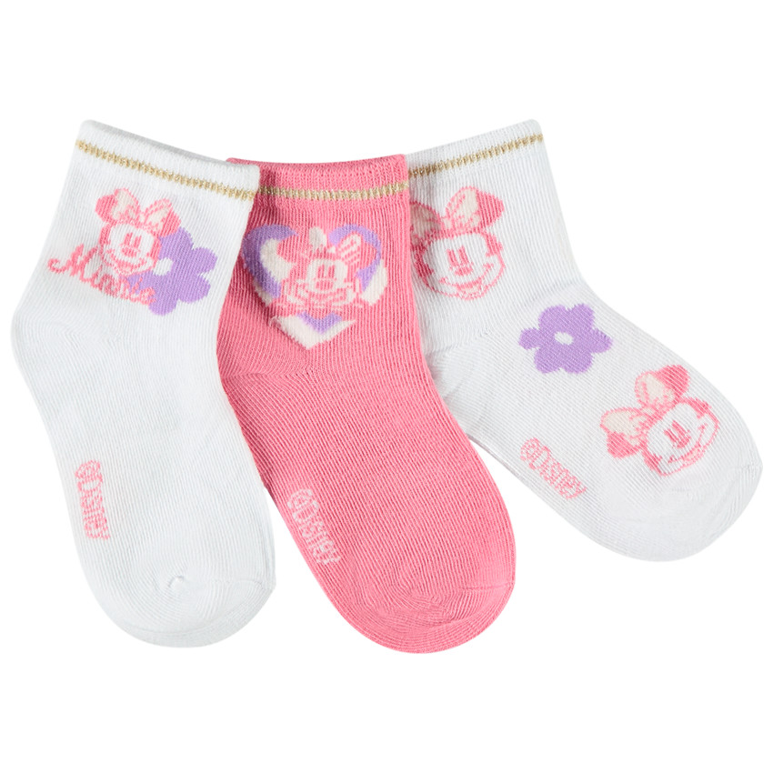Lot de 3 paires de chaussettes normales Minnie Disney pour fille 
