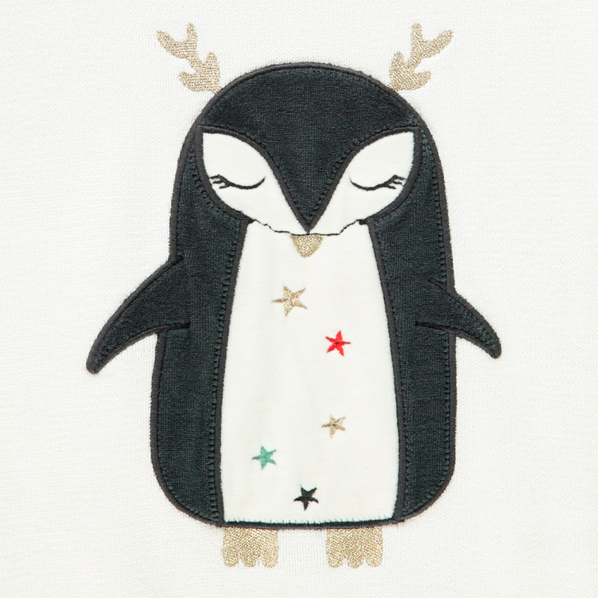 Pull de Noël en tricot motif pingouin pour enfant fille 