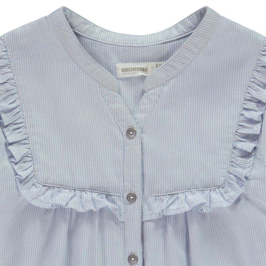 Chemise manches longues en toile avec empiècement volanté pour fille  