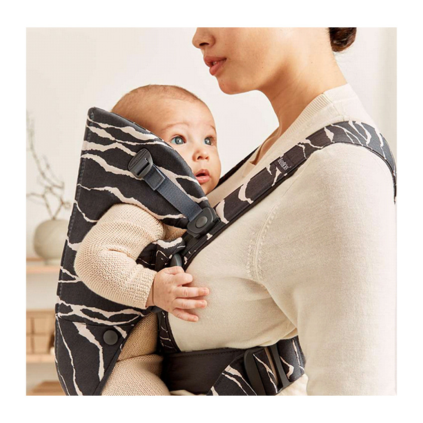 Porte-bébé Mini en coton - Anthracite / Imprimé paysage 