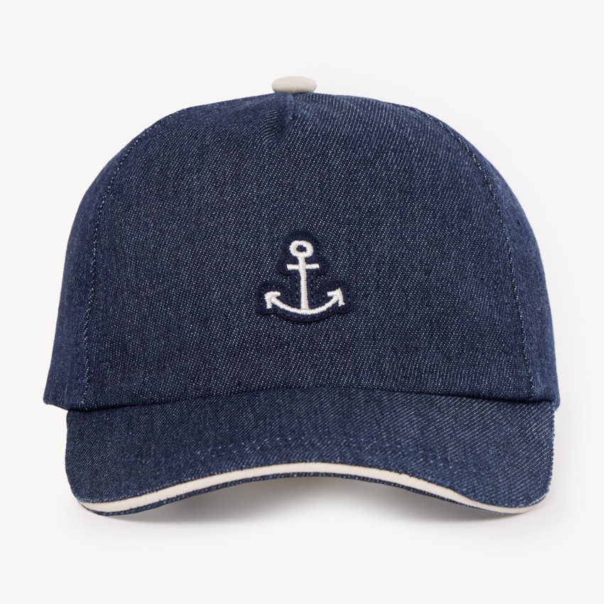 Casquette en denim broderie ancre marine pour bébé garçon 