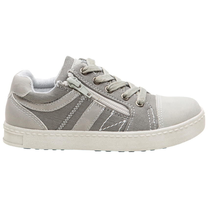 Baskets basses en toile à lacets et zip sur le côté 