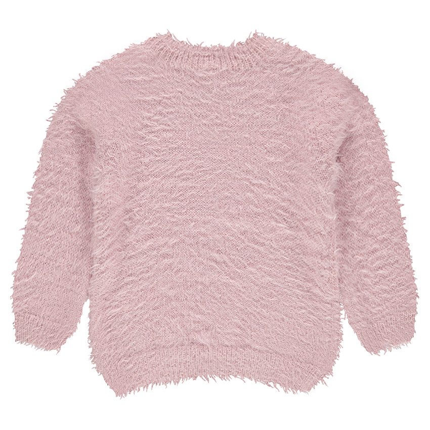 Pull en tricot effet poil avec licorne en sequins 