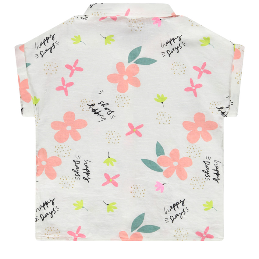 Chemise manches courtes à nouer imprimé fantaisie pour fille 