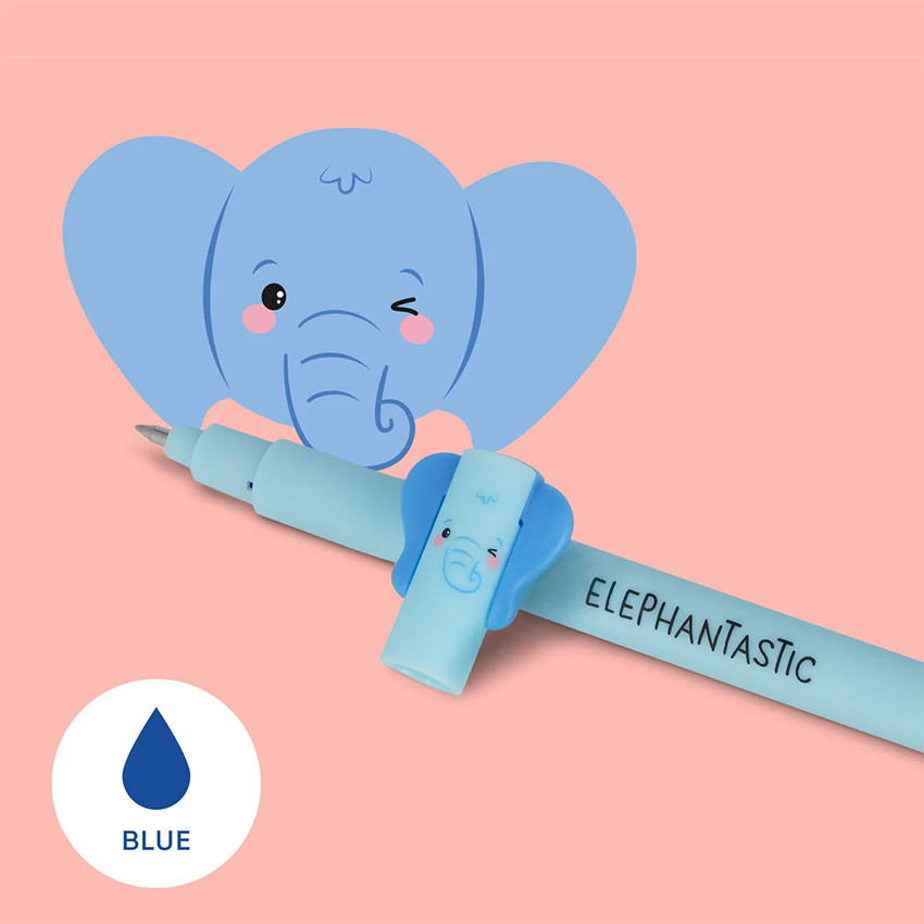 Stylo gel à encre bleue effaçable Éléphant 