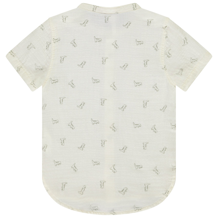 Chemise manches courtes col mao imprimé dinosaure pour bébé garçon 
