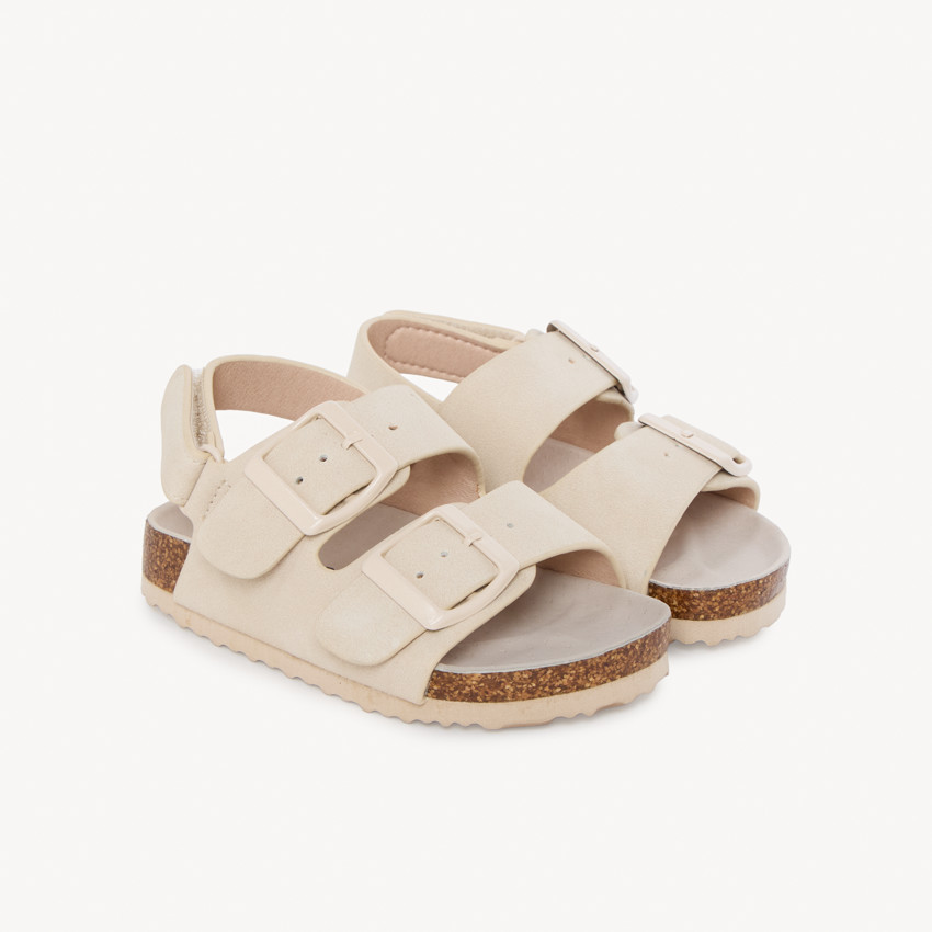 Sandales à double boucles avec lanière à scratch rose pour fille