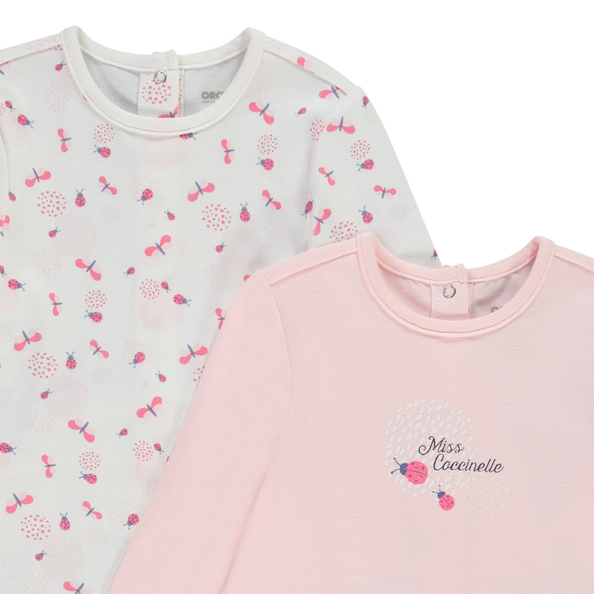 Lot de 2 dors-bien en jersey print coccinelle pour bébé fille 