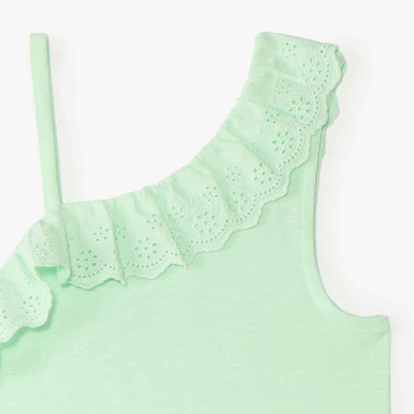Débardeur à bretelles asymétriques et broderie anglaise pour fille 