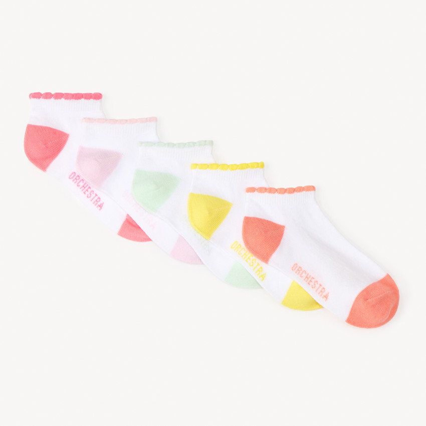 Lot de 5 paires de chaussettes courtes multicolores pour fille