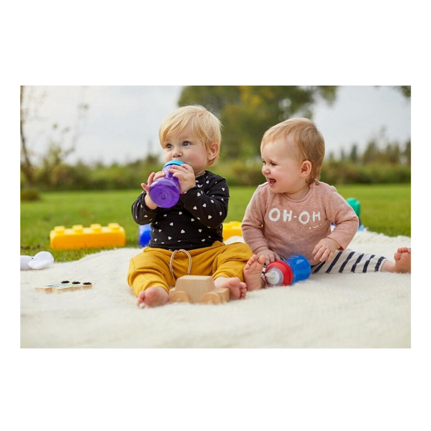 Tasse anti-fuites à bec souple 300 ml - bleu/rouge 