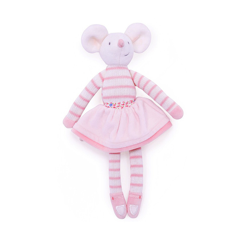 Peluche tricotée Meiya la souris 32 cm - Rose 