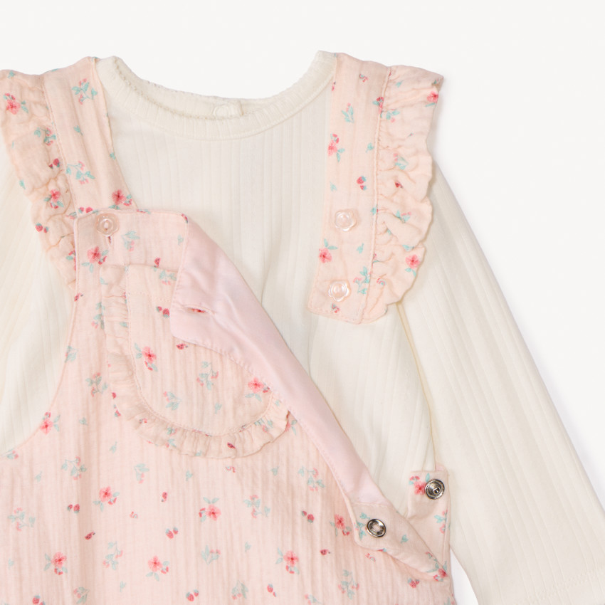 Ensemble 2 pièces avec salopette imprimée pour bébé fille 