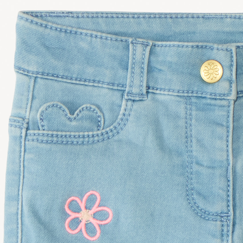 Short en jean broderie fantaisie pour bébé fille 