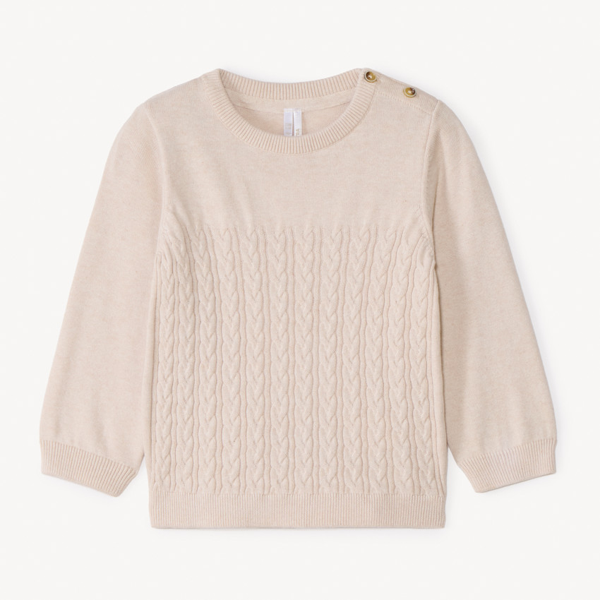 Pull en tricot torsadé uni pour bébé garçon 