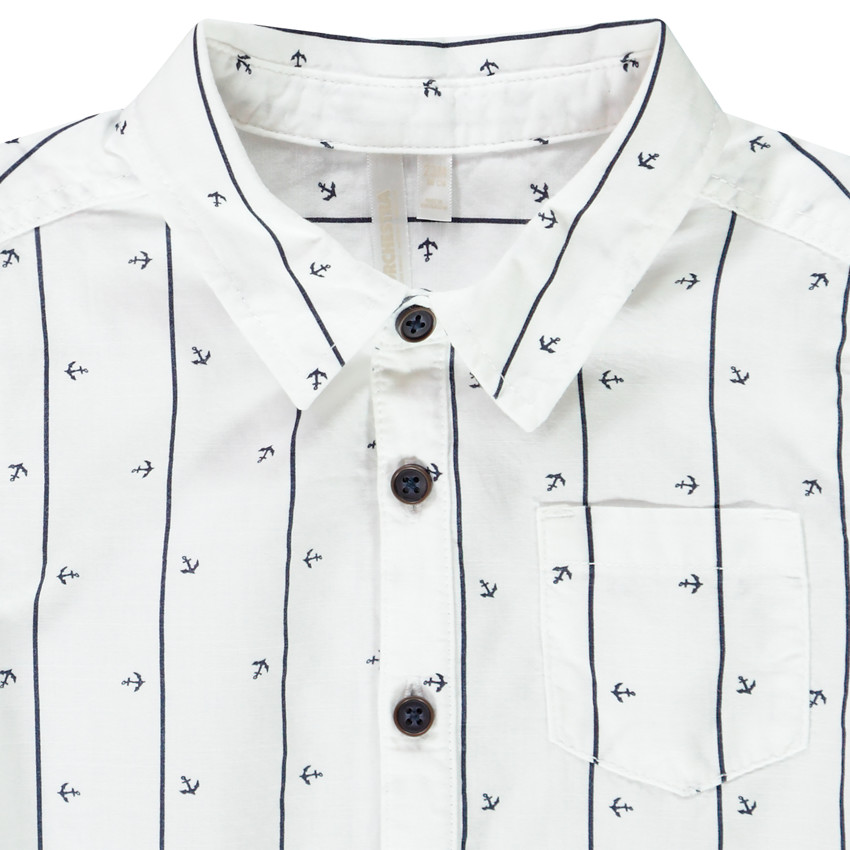 Chemise manches courtes rayée imprimé ancres pour bébé garçon 