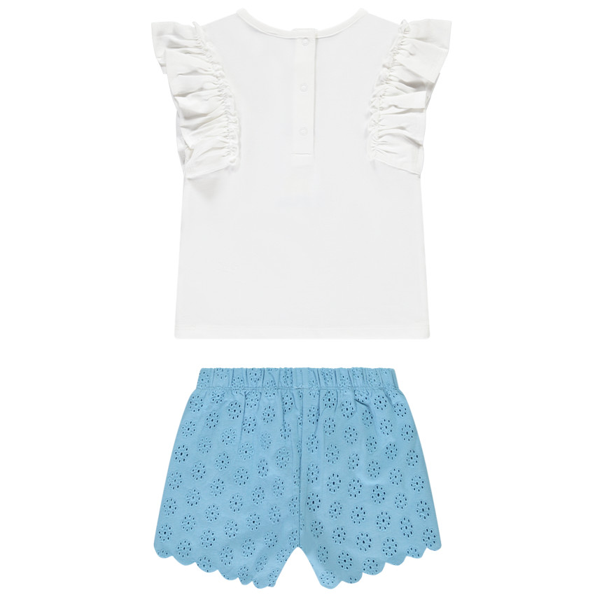 Ensemble t-shirt manches courtes marguerite + short pour bébé fille 