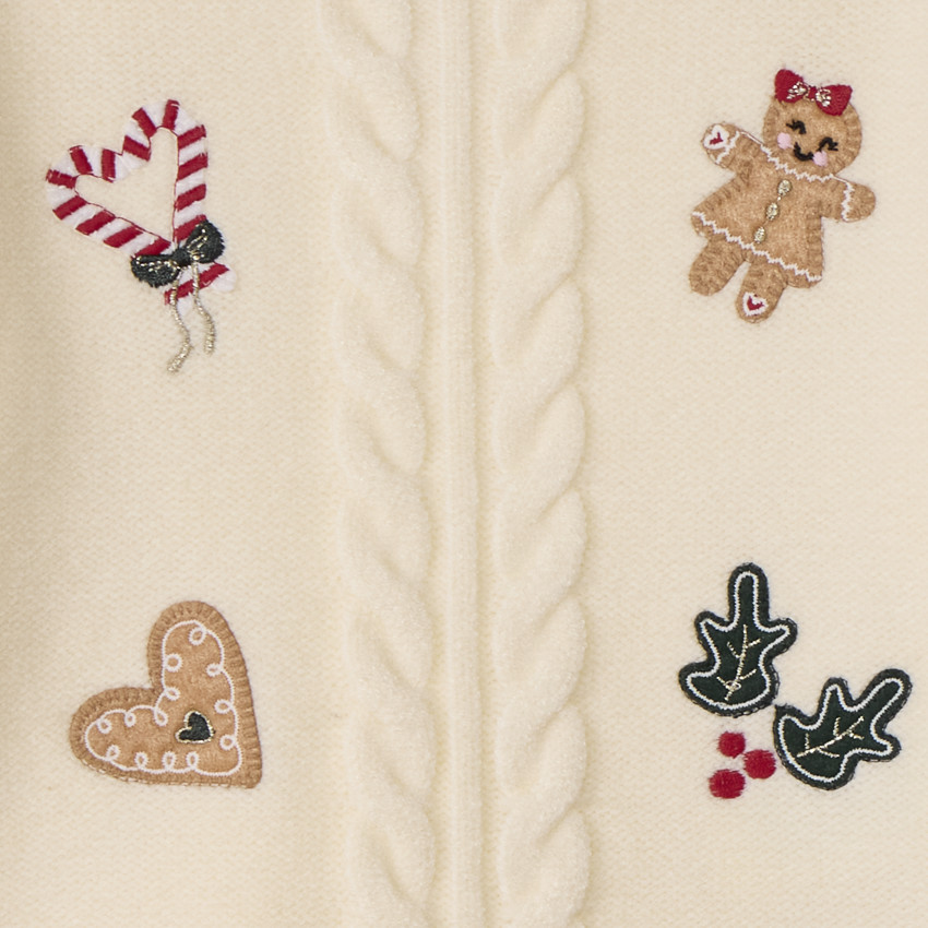 Pull tricot à patchs de Noël en feutrine pour bébé fille 