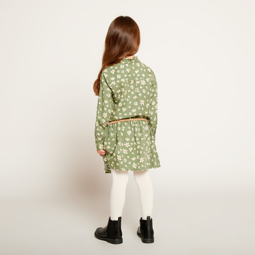 Robe manches longues style chemise imprimé pour fille 