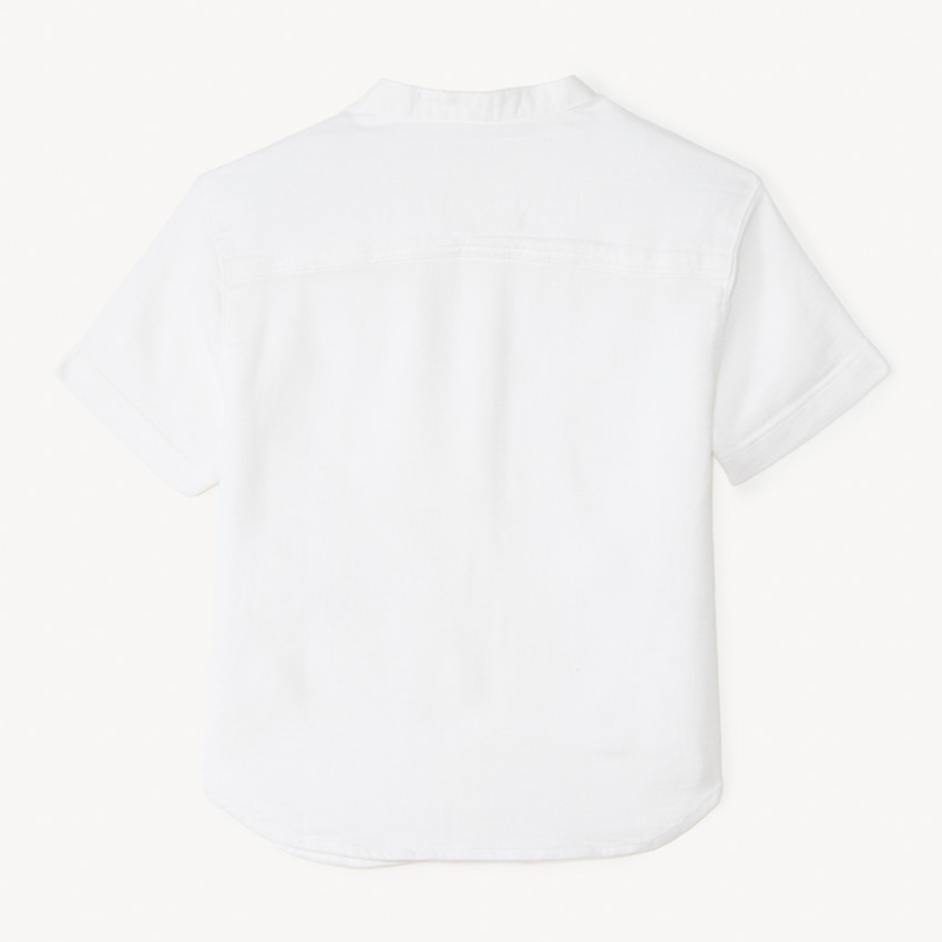 Chemise manches courtes col mao en toile pour garçon 